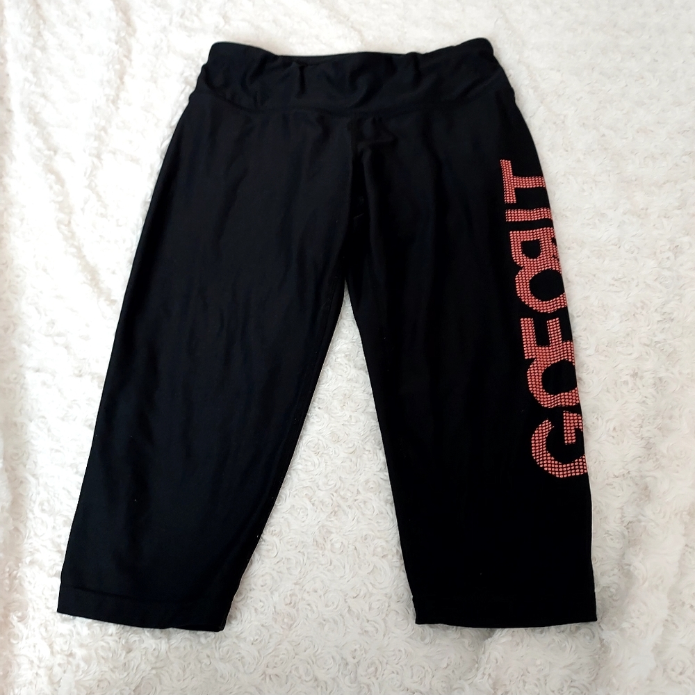 Crivit Black lightweight workout leggings "Go For It" Med Athleisure Yoga Casual